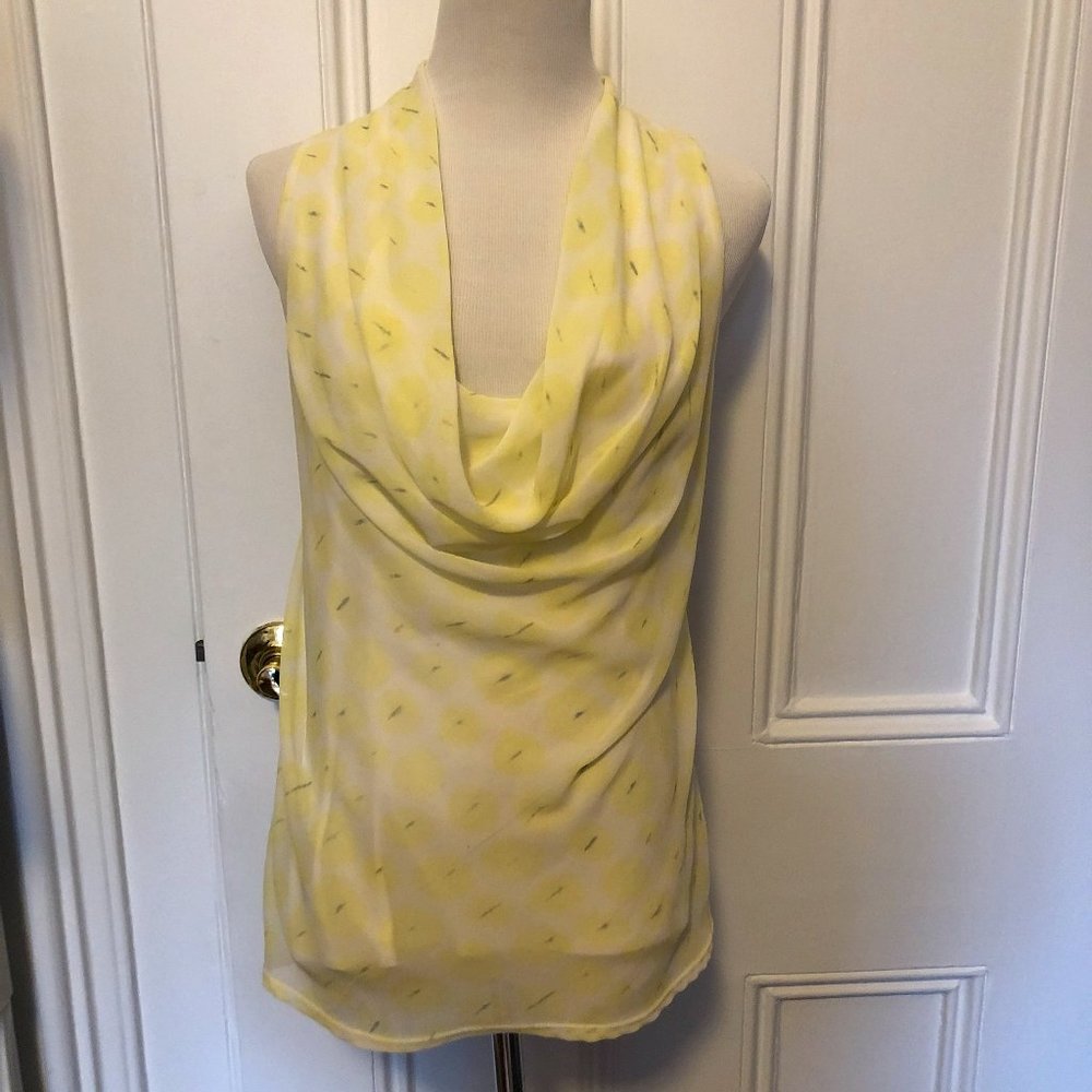 Ann Taylor Yellow Sleeveless Draped Blouse